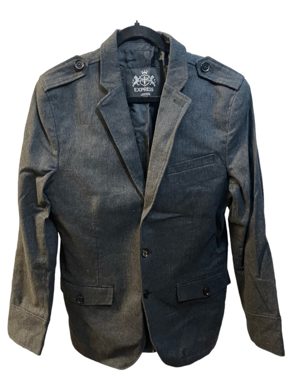 Express Men's Charcoal Military-Inspired Field Blazer
